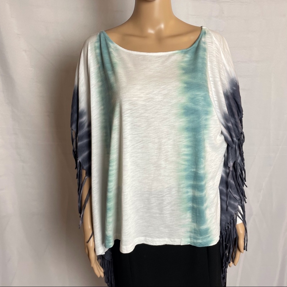 NWT New $88 Free People Movement Fringe Top Poncho Tie Dye Size M